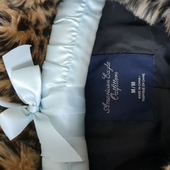 Leopard Jacket American Eagle M Statement Teddy Streetwear Sherpa Faux Fur Grung - Picture 2 of 11